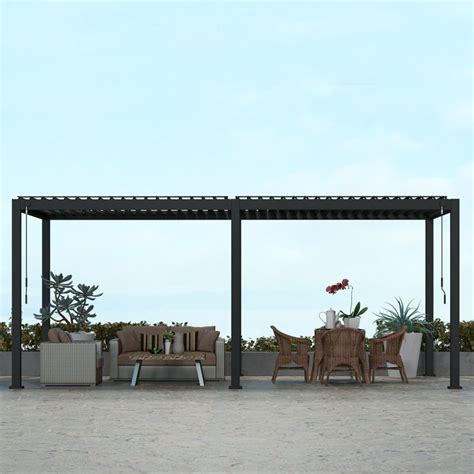 10 Ft. W x 20 Ft. D Metal Louvered Pergola with Adjustable Roof.